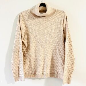 Spanner Turtle Neck Sweater Peach Grey Knit Size Large Preppy Business Casual